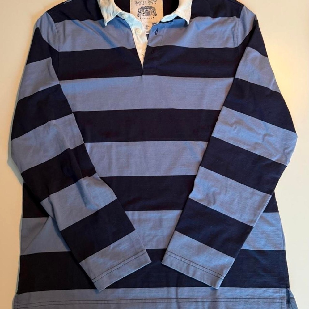 The Savile Row Company London blue and Navy stripe Rugby Shirt size L